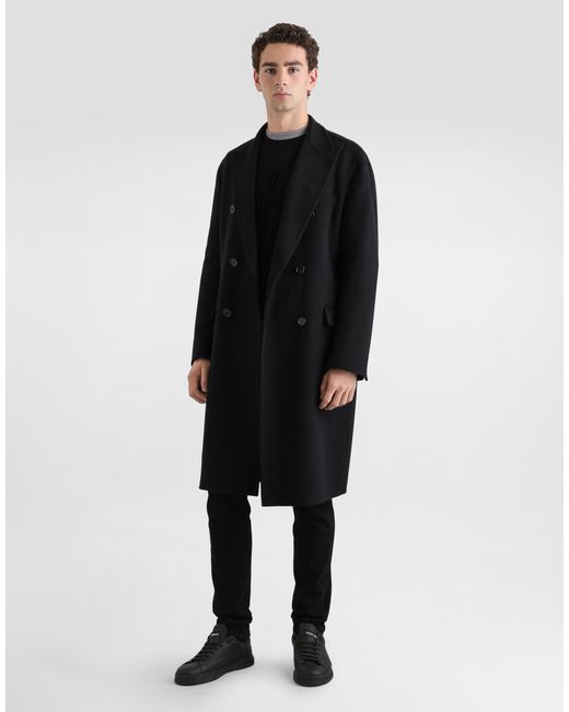 Dolce & Gabbana Black Double-Breasted Cashmere Coat for men