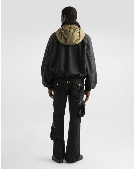Dolce & Gabbana Black Waxed Natté Bomber Jacket for men