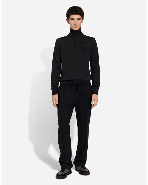 Dolce & Gabbana Black Zip-Up Cashmere Turtle-Neck Sweater for men
