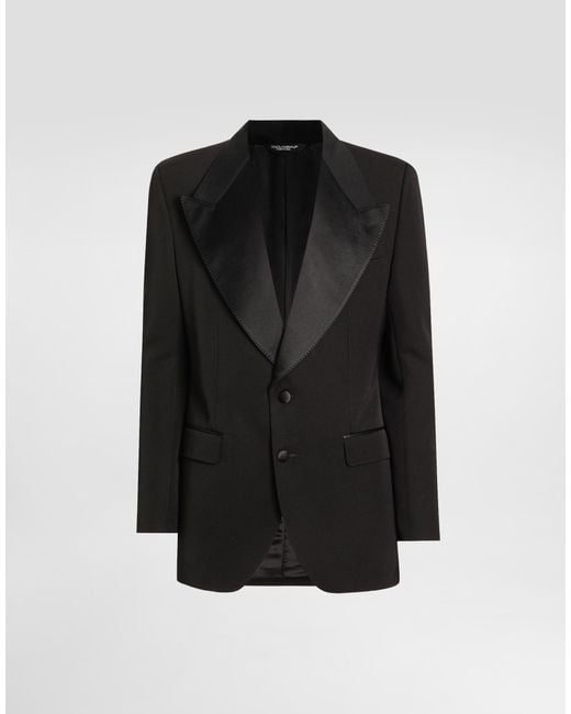 Dolce & Gabbana Black Single-Breastedwool And Silk Blend Jacket for men
