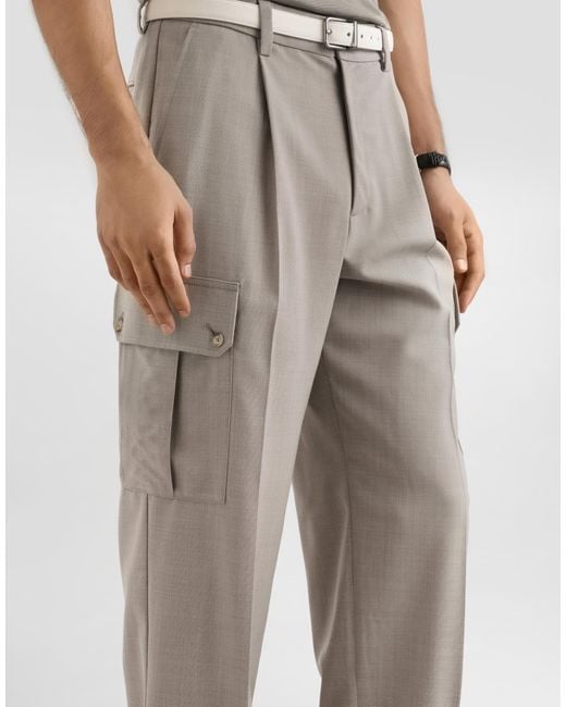 Dolce & Gabbana Gray Wool Canvas Trousers for men