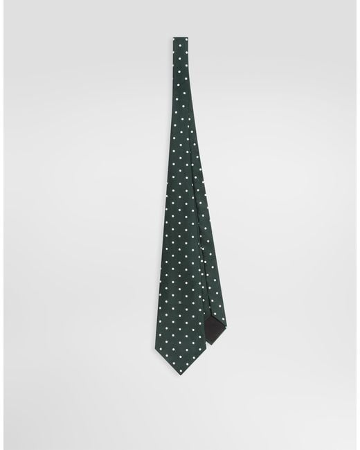 Dolce & Gabbana Blue Polka Dot-Print Silk Twill Tie for men