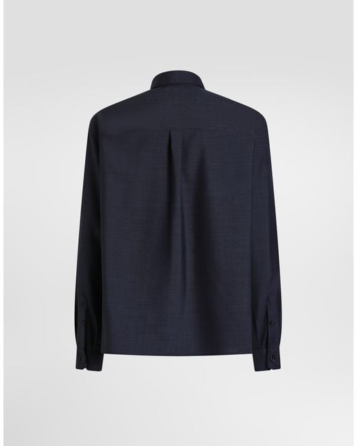 Dolce & Gabbana Blue Wool Shirt for men