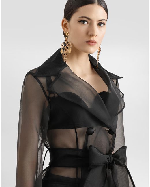 Dolce & Gabbana Black Technical Organza Trench Coat
