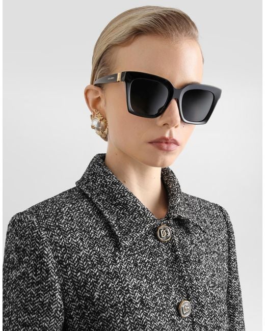 Dolce & Gabbana Gray Single-Breasted Wool-Blend Chevron Coat