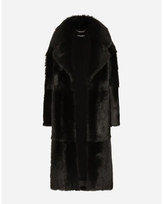 Dolce & Gabbana ムートン シングルブレスト コート Black
