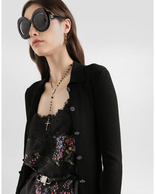 Dolce & Gabbana Black Ribbed Cardigan