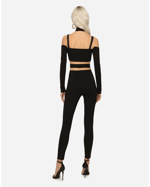 Dolce & Gabbana Black Viscose Pants With Strap Detail