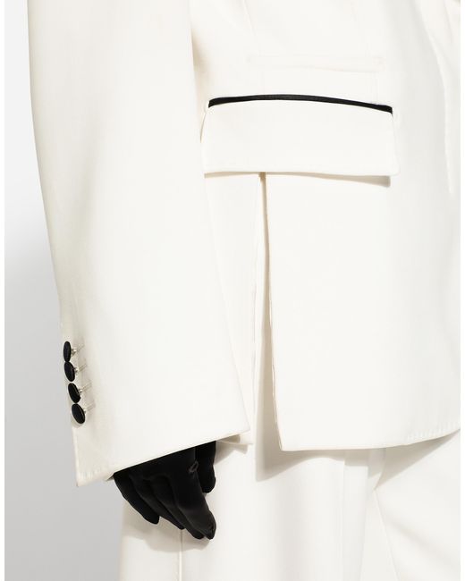 Dolce & Gabbana Natural Double-Breasted Jacket With Peak Revers