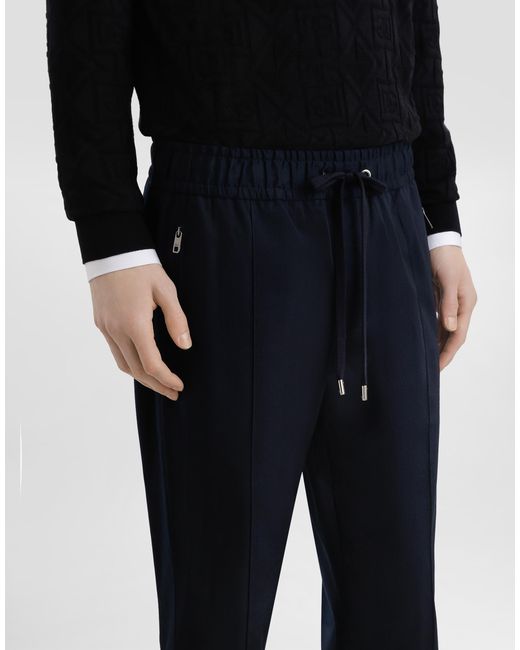 Dolce & Gabbana Blue Stretch Cotton Gabardine Jogging Trousers for men