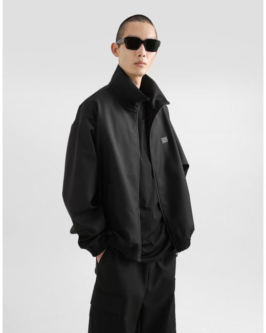 Dolce & Gabbana Black Wool Jacket With A High Neck And Tag for men