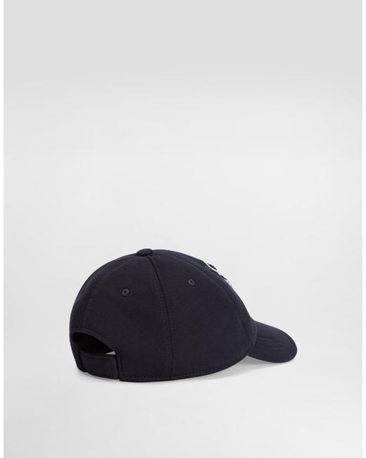 Dolce & Gabbana Blue Fleece Baseball Hat With Logo for men