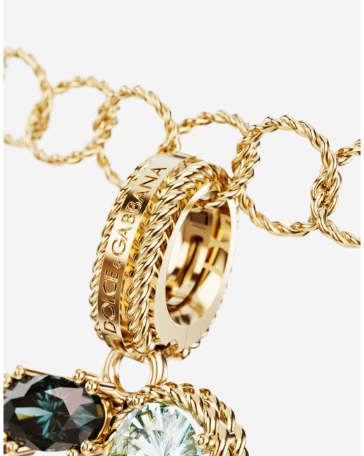 Dolce & Gabbana White Charm G Lettering 18Kt And Multicolored Gems