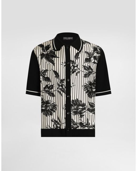 Dolce & Gabbana Black Silk And Cotton Shirt With Twill for men