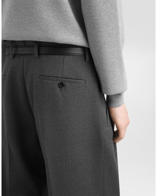 メンズ Dolce & Gabbana ウール ダブルダーツ パンツ Gray