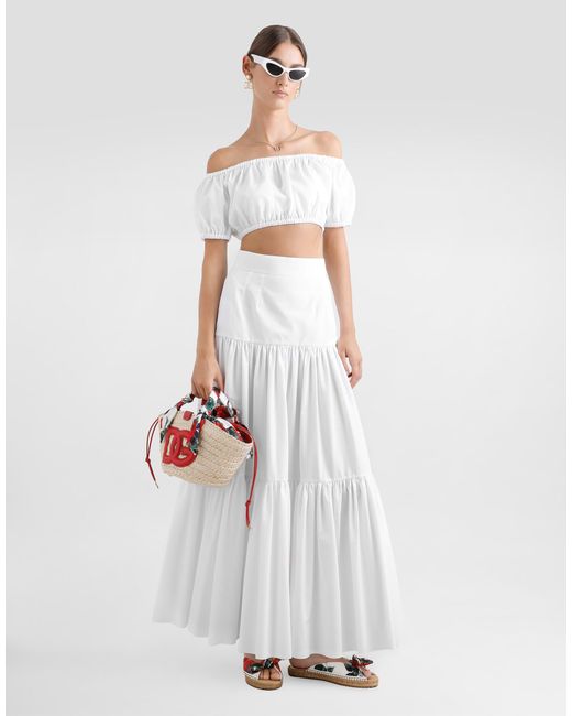 Dolce & Gabbana White Cotton Bardot-Neck Top