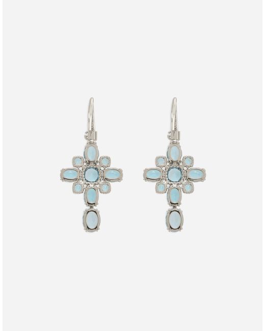 Dolce & Gabbana アンナ イヤリング 18Kホワイトゴールド スカイブルートパーズ Blue