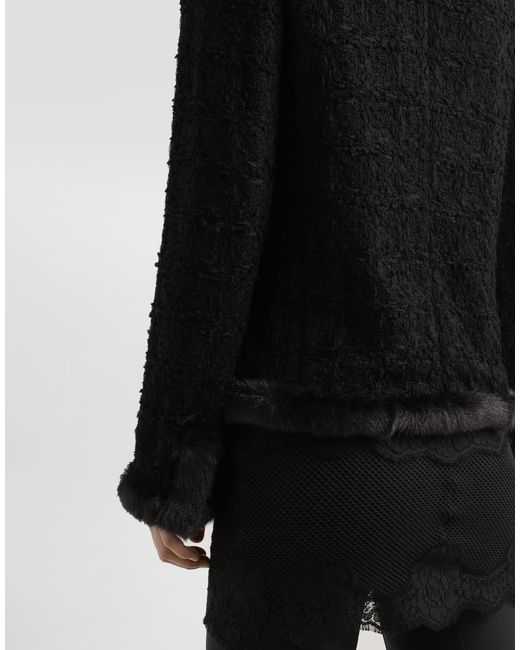 Dolce & Gabbana Black Single-Breasted Tweed Jacket