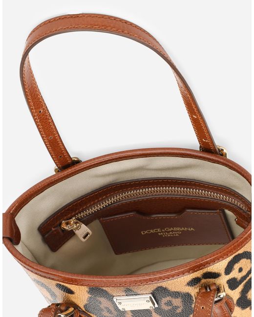Dolce & Gabbana White Beuteltasche Klein Aus Crespo Im Leoprint Mit Logoplakette