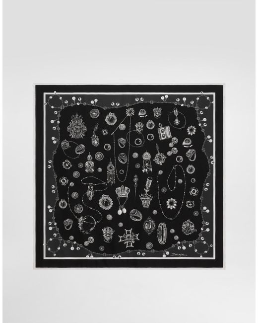 メンズ Dolce & Gabbana Medals- 70X70 Silk Twill Scarf Black