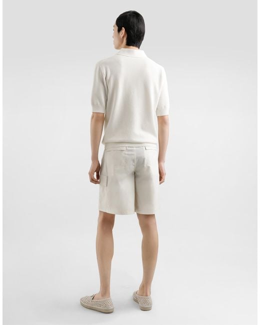 Dolce & Gabbana Natural Cotton Polo-Shirt With Logo Tag for men