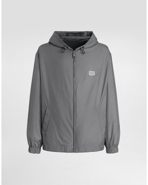 Dolce & Gabbana Sportliche Jacke Mit Kapuze Aus Technischem Gewebe in Gray für Herren