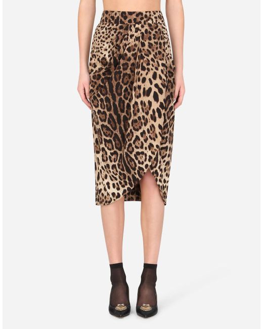 silk leopard skirt