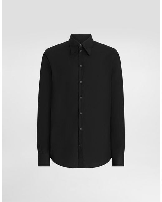 Dolce & Gabbana Black Crêpe De Chine Shirt for men