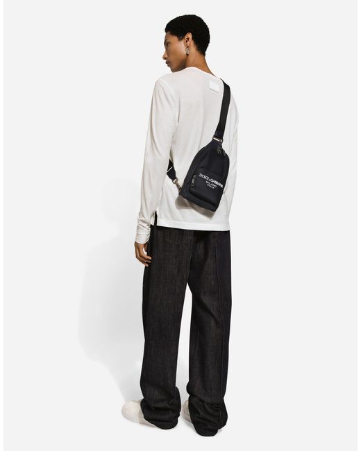 Dolce & Gabbana Black Nylon Crossbody Backpack for men
