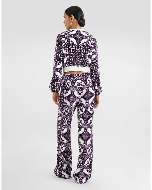 Dolce & Gabbana White Majolica-Print Trousers