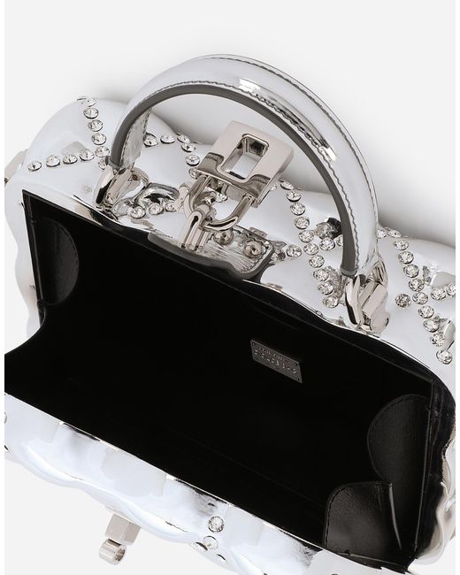 Dolce & Gabbana White Resin Dolce Box Bag With Rhinestones