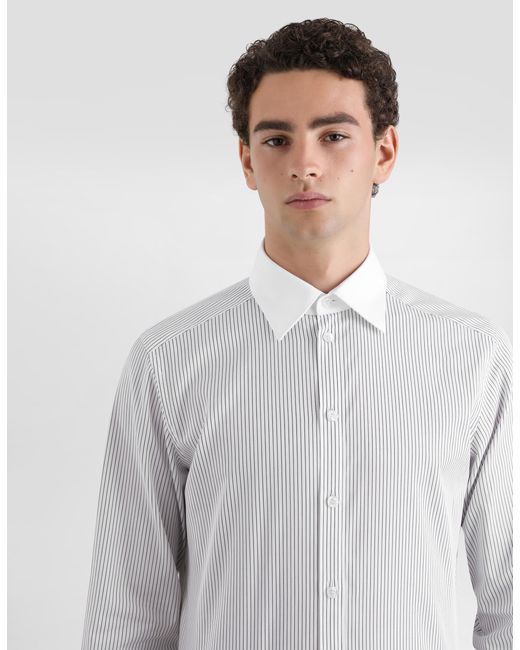 Dolce & Gabbana Hemd Martini Aus Gestreiftem Popeline in White für Herren