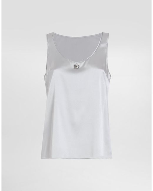 Dolce & Gabbana Dgロゴピン サテン タンクトップ White
