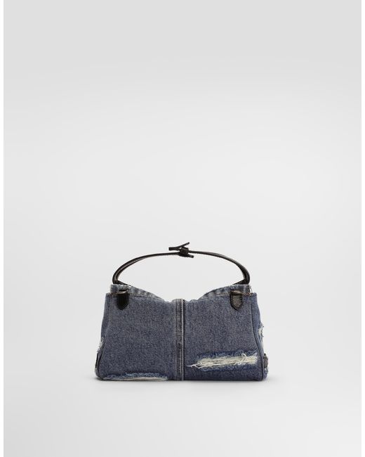 Dolce & Gabbana Blue Vittoria Denim Patchwork Shoulder Bag for men