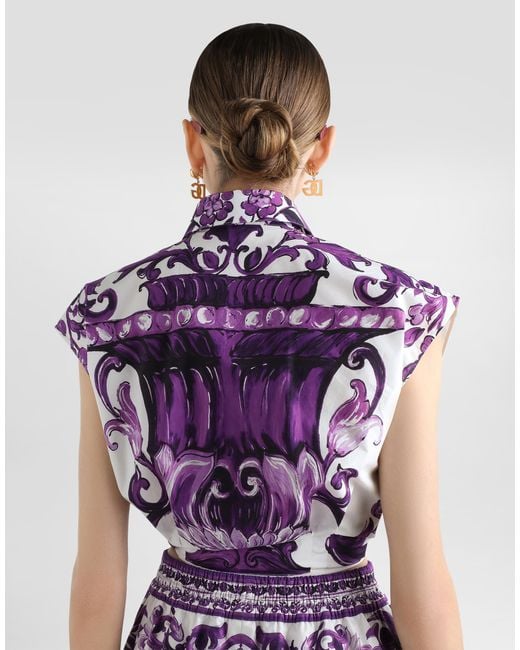 Dolce & Gabbana Multicolor Majolica-Print Poplin Shirt