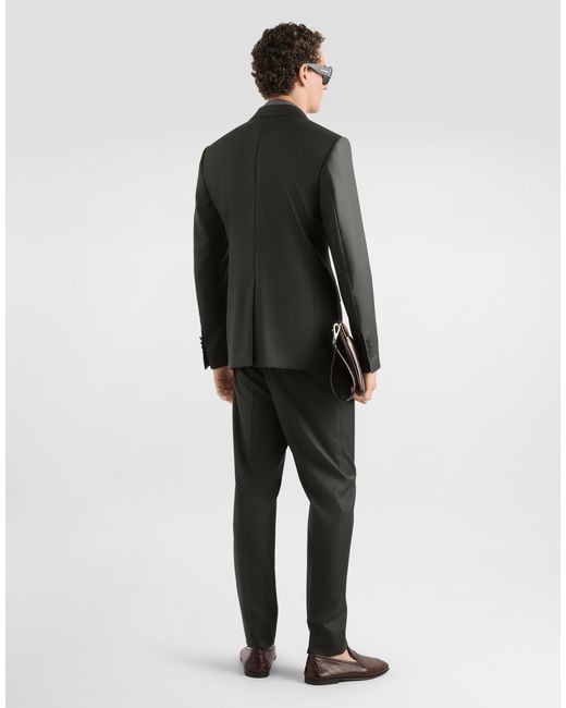 Dolce & Gabbana Gray Double-Breasted Virgin Wool Jacket for men