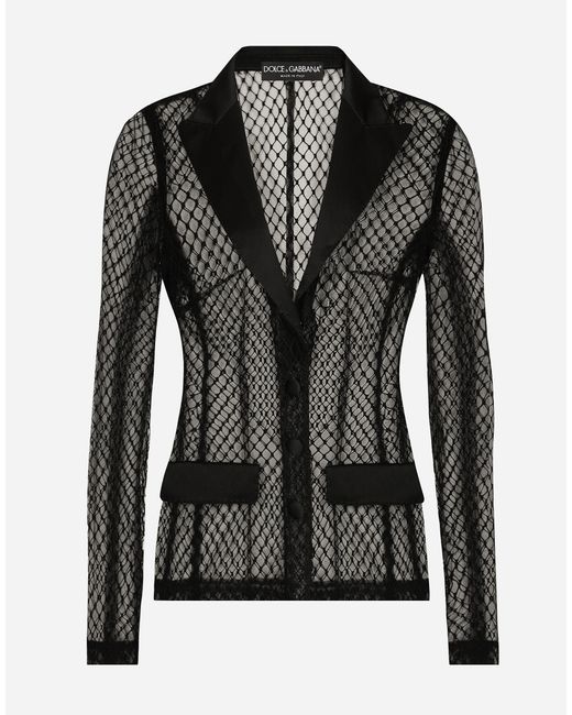 Dolce & Gabbana Black Single-Breasted Mesh Dolce Tuxedo Jacket
