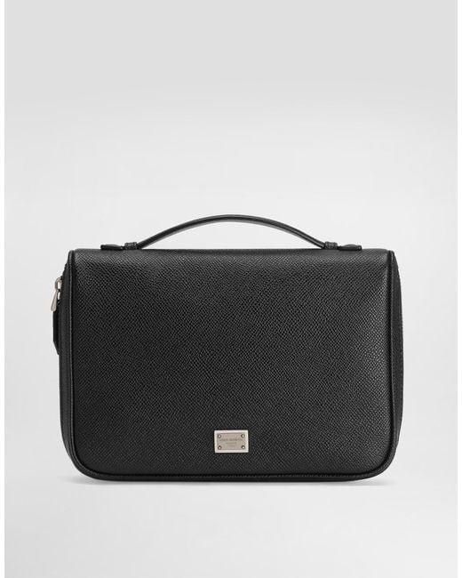 Dolce & Gabbana Black Sicily Alpine Calfskin Necessaire for men