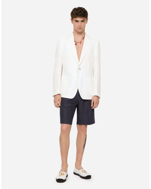 Dolce & Gabbana Blue Linen Shorts for men