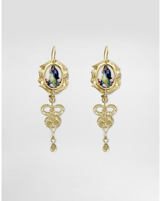 Dolce & Gabbana White Sicily Earrings 18-Carat And Colorless Sapphires