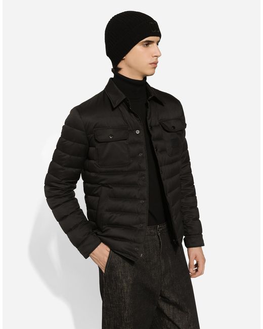 メンズ Dolce & Gabbana Padded Satin Jacket With Shirt Collar Black