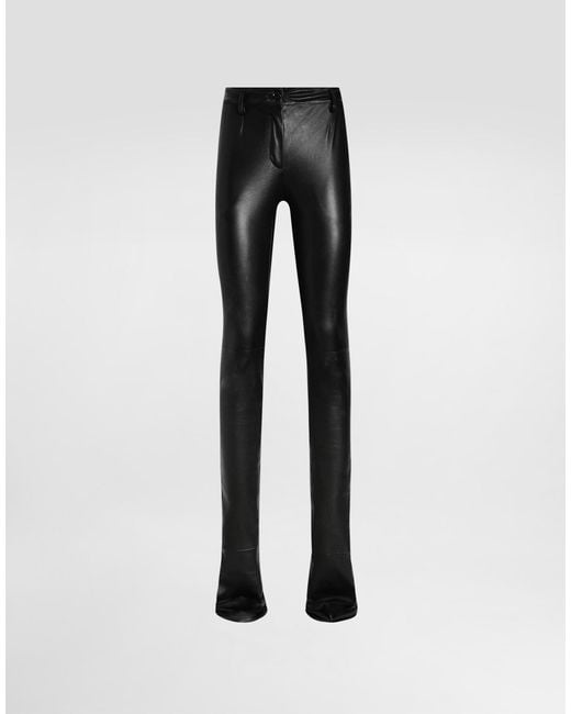 Dolce & Gabbana Stretch Nappa Leather Trousers Black