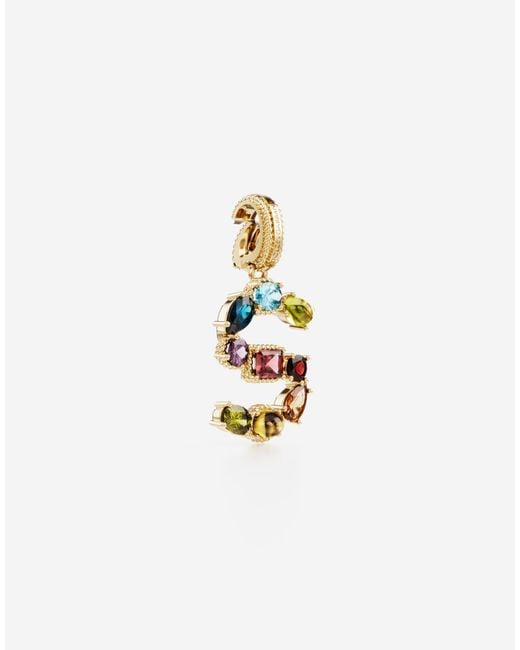 Dolce & Gabbana White Charm S Lettering 18Kt And Multicolored Gems