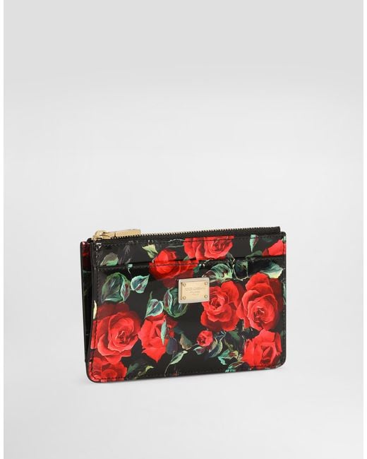Dolce & Gabbana Red Wallet With Dauphine Rose Print