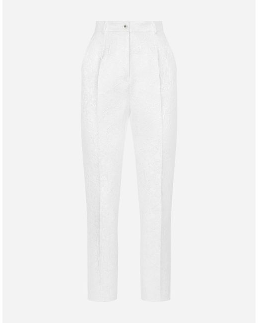 Dolce & Gabbana Women's White Brocade Cigarette Pants