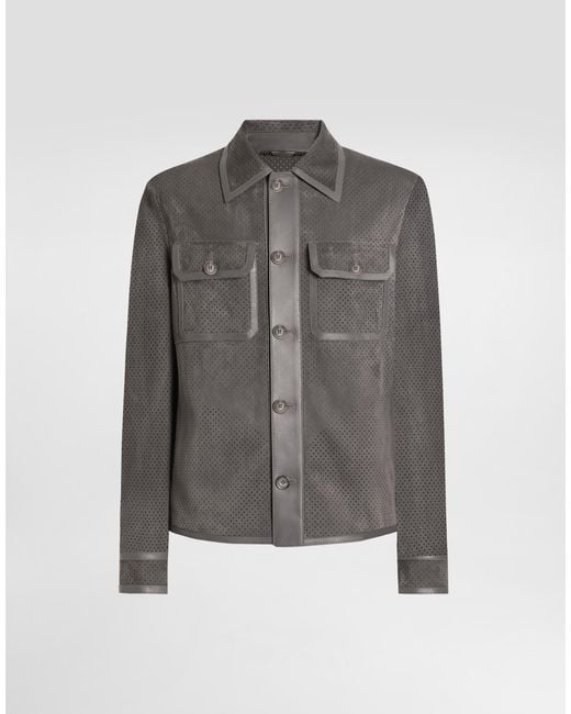Dolce & Gabbana Gray Lamb-Suede Jacket for men