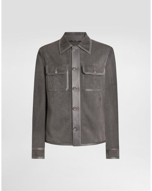 Dolce & Gabbana Gray Perforated Lambskin Jacket for men
