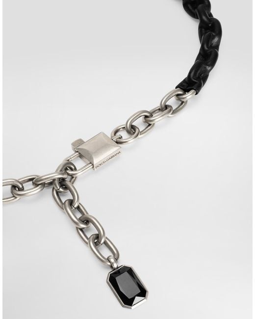 Dolce & Gabbana White Brass And Calfskin Belt