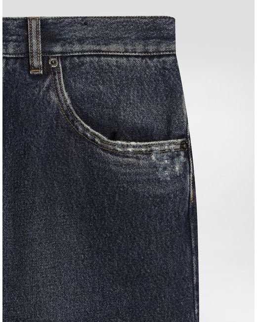 Denim Cotton Trousers Dolce & Gabbana de hombre de color Blue