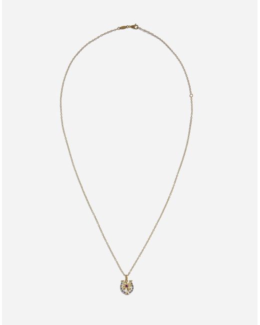 Dolce & Gabbana White Good Luck Necklace 18 Carat And And Rubies for men